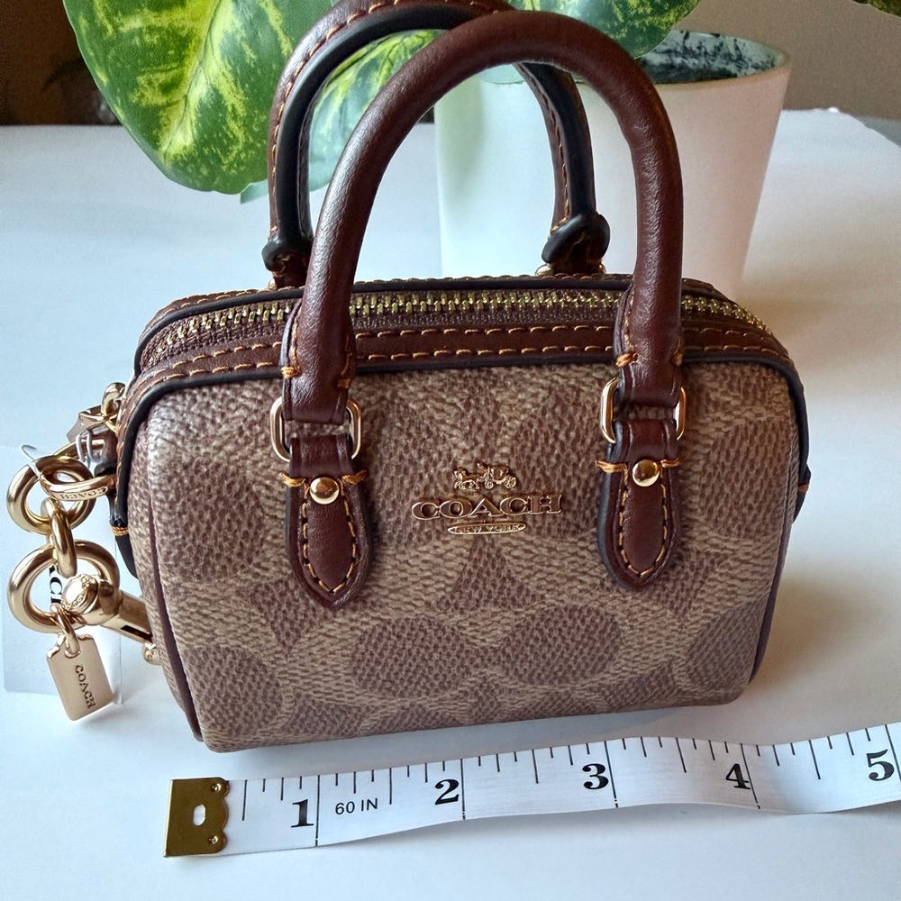 Coach Mini Rowan Bag Charm In Signature Canvas. NWT. Authentic